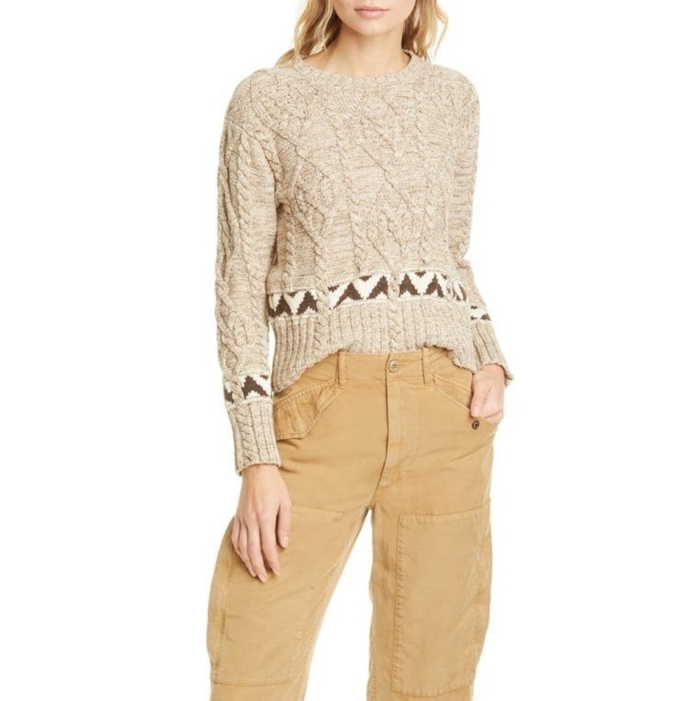 Final sale Aran Stitch Cotton & Linen Sweater